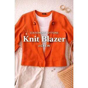 J.Crew Orange Knit Blazer Cardigan Statement Buttons Size XS
